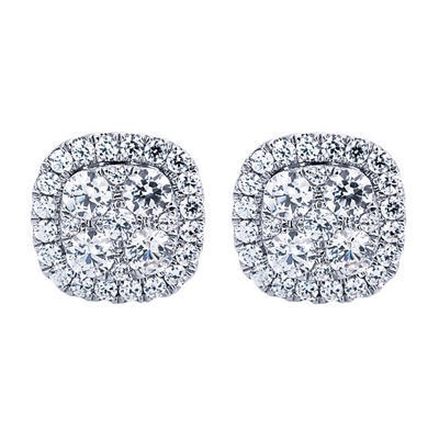 This 14k white gold diamond stud pair of earrings showcases 0.88 carats of diamond shimmer all set into an elegant stud setting!