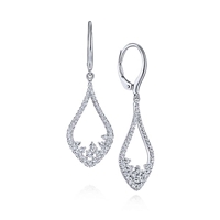 14k white gold diamond pave earrings with 0.75 carats of diamond shine.