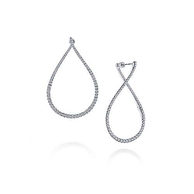 Swirling white gold diamond hoops with 1.48 carats of diamonds.