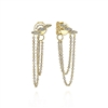 These 14k yellow gold diamond chain stud earrings feature 0.13 carats of shimmer.