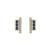 This 14k yellow gold diamond stud earring partners with sapphires.