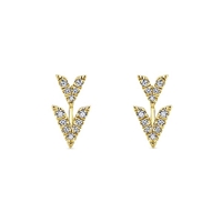 14k yellow gold diamond studs with unique v sections.