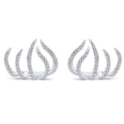 This gorgeous pair of 14k white gold diamond stud earrings feature 0.59 carats of round brilliant diamonds that wrap around your earlobe.