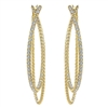 These astounding 14k yellow gold diamond hoop earrings feature 1.30 carats in diamond brilliance that swoop and swirl up and down this diamond hoop earring.