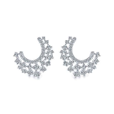 This 14k white gold diamond stud earring pair features one half carats of diamonds.