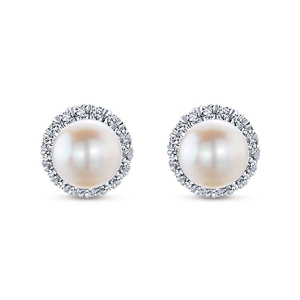 Princess Diamond Studs w/ Pearl Diamond Drop Enhancers 14K White & Platinum  GIA