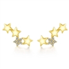 This 14k yellow gold diamond star stud earring comes with round brilliant diamonds.