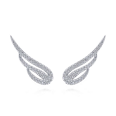 These 14k white gold diamond wing earrings feature 0.47 carats of diamond shine.