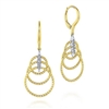 These 14k yellow gold triple loop earrings feature delicate diamond accents.