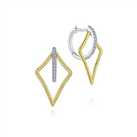 14k two tone earrings with diamond accents.