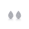 This pair of 14k white gold diamond earrings showcase diamonds in a tear drop shape.