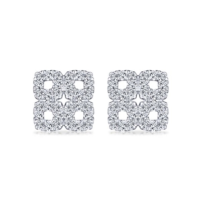 14k white gold diamond stud earrings with 0.45 carats of diamonds.