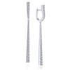 These stunning 18k white gold diamond drop earrings feature 1.65 carats of diamond showcased in an elegant tapered bar.