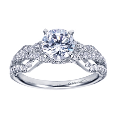 White Gold Bypass Diamond Engagement Ring