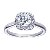 14K White Gold Contemporary Halo Engagement Ring