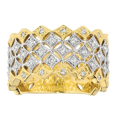 Two-tone Gold Diamond Fence Fashion Ring