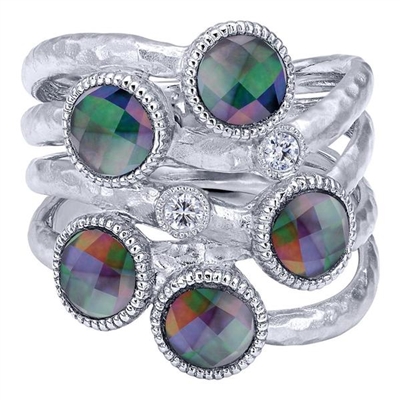 This sterling silver fashion ring glows with the multi color stones set into it.