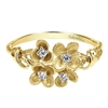 14k yellow floral ring with diamonds.