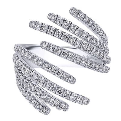 Get ready to soar with this 14k white gold floating feathers diamond fashion ring, offered in white gold and bustling with over one third carats of round brilliant diamonds.