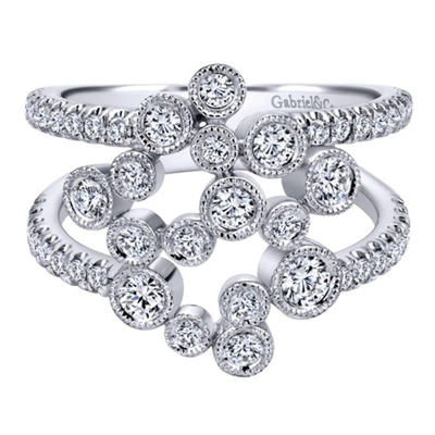 A scintillating 14k white gold diamond spotlight fashion ring from our designer collection, featuring round brilliant diamonds and offered in 14k white gold.