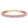 This 14k rose gold eternity stackable ring features pink stones.