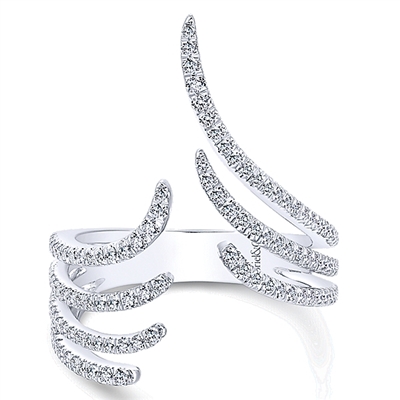 Six gorgeous diamond bands twist upwards in this fantastic diamond fashion ring.