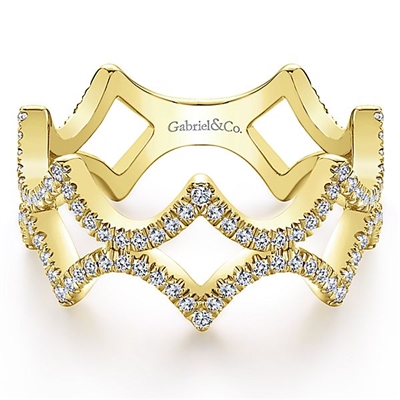 This 14k yellow gold stackable ring features 0.38 carats of diamonds.