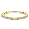 This yellow gold stackable ring uses round brilliant diamonds and 14k yellow to send its message.
