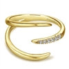 This 14k yellow gold diamond fashion ring features diamond accents.
