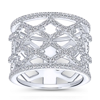 14k white gold diamond band with over 1 carat of diamonds.