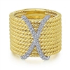 This 14k yellow gold rope ring features one quarter carats of diamond shine.