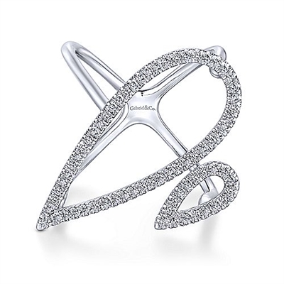 This dramatic 14k white gold diamond fashion ring features 0.43 carats of diamonds.