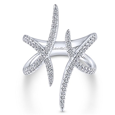 This 14k white gold diamond fashion ring features one half carats in diamonds.