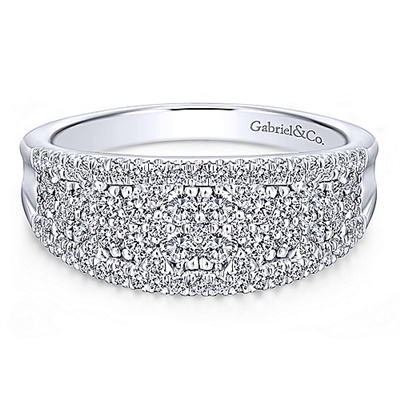 This pave set diamond ring features 0.81 carats of shine in this 14k white gold ring.