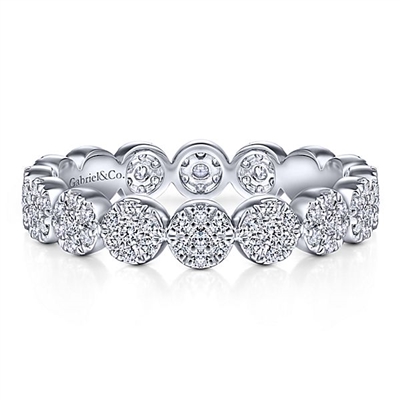 This 14k white gold diamond stackable ring features 0.64 carats of diamonds.