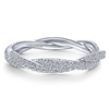 This twisted diamond stackable features nearly one half carats of diamonds in 14k white gold.