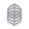 18K white gold combines with over 2.5 carats of diamonds to form this unforgettable layered diamond ring.