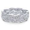 Braided 14k white gold turns in this diamond stackable ring.