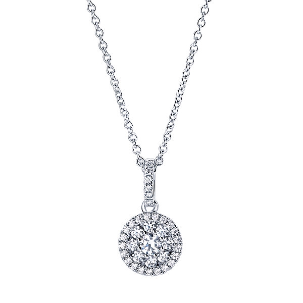 14KT White Gold Flower Cluster Necklace 1.00 CT. T.W. - Spence Diamonds