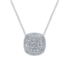 Diamonds gather together in this 14k white gold rope pendant diamond necklace.