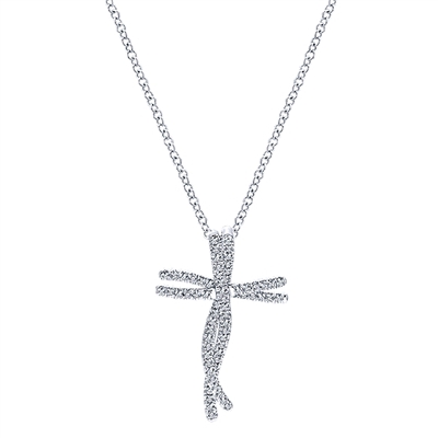 One quarter carats of diamonds shine in this fashionable cross in 14k white gold.