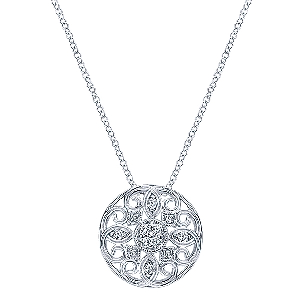 Laser Cut Diamond Spinning Disc Pendant in White Gold | New York Jewelers  Chicago