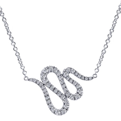 This superbly stylish 14k white gold diamond necklace with one third carats of round diamonds charm their way into your wardrobe.