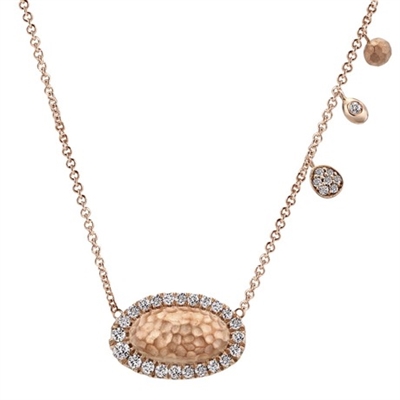 14k rose gold and round brilliant diamonds mix in this fashionable and nature inspired necklace by Gabriel & Co.