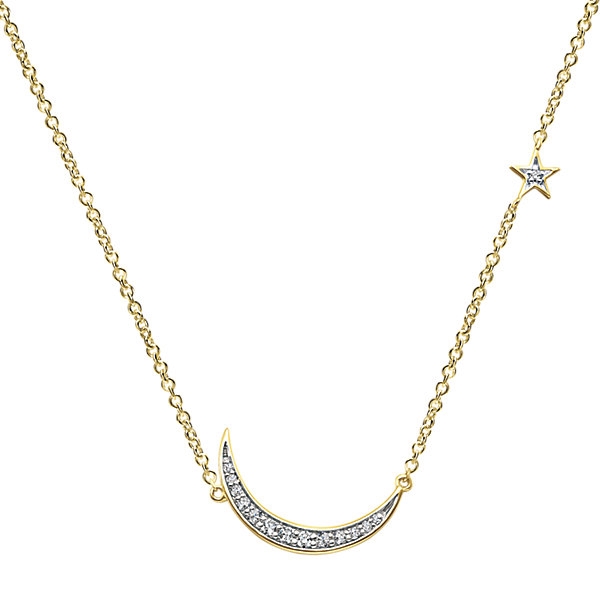 14k Yellow Gold Diamond Moon and Star Necklace – StonedLove by Suzy