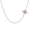 A star pendant hangs from 14k rose gold in this shimmering diamond necklace.