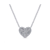 In 14k white gold, this diamond heart necklace contains 0.25 carats of diamonds.