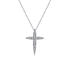 Shining diamonds and 14k white gold form this diamond cross necklace.
