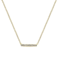 14k yellow gold diamond bar necklace with diamond accents