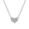 This 14k white gold diamond heart necklace features round brilliant diamonds.